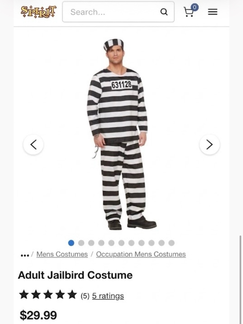 Adult Black & White Striped Jailbird Costume